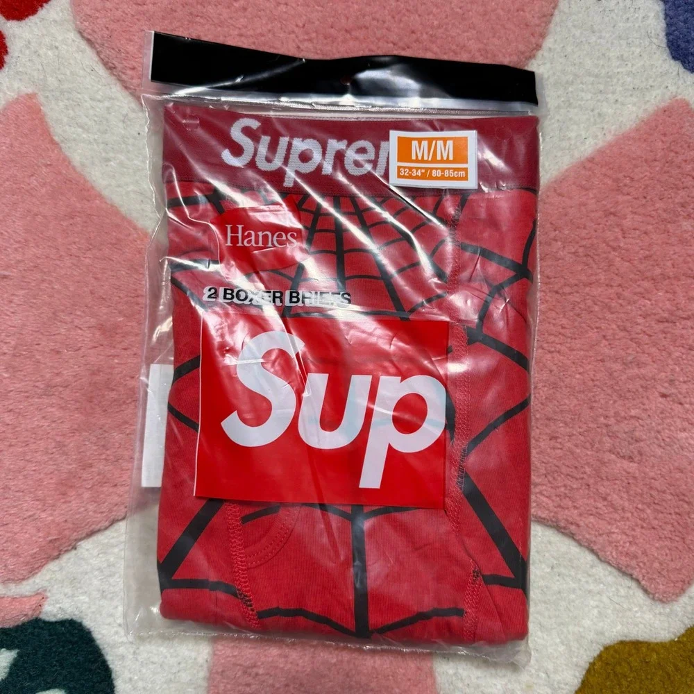 Supreme Hanes Spider-Man Boxer Briefs 2-Pack Red Size Medium Marvel New